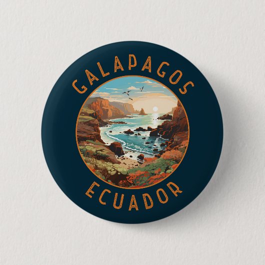 Galapagos Eilanden Retro Nastress Circle Ronde Button 5,7 Cm (Voorkant)
