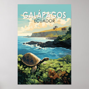 Galapagos Eilanden Reuzenschildpad Reis Kunst Retr Poster