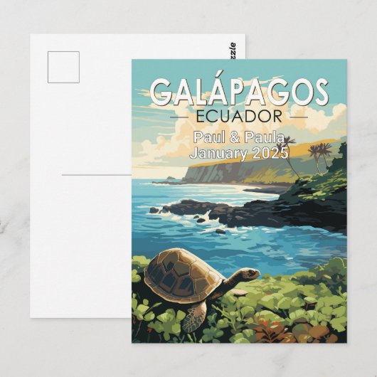 Galapagos Eilanden Reuzenschildpad Reizen Kunst Cu Briefkaart (Voorkant / Achterkant)