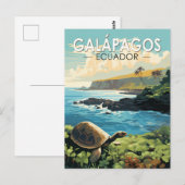 Galapagos Eilanden Reuzenschildpad Reizen Kunst Re Briefkaart (Voorkant / Achterkant)