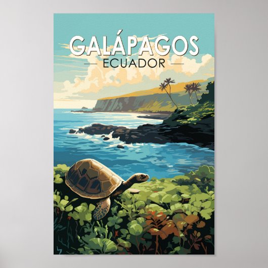 Galapagos Eilanden Reuzenschildpad Reizen Kunst Re Poster (Voorkant)