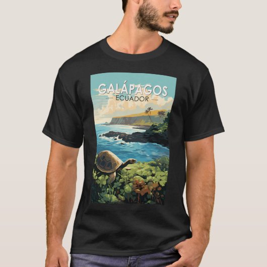 Galapagos Eilanden Reuzenschildpad Reizen Kunst T-shirt (Voorkant)