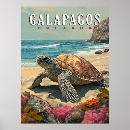 Galapagos Eilanden Reuzenschildpad Reizen Poster (Voorkant)