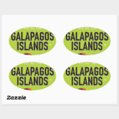 Galapagos-eilanden vintage reisaffiche kunst. ovale sticker (Vel)