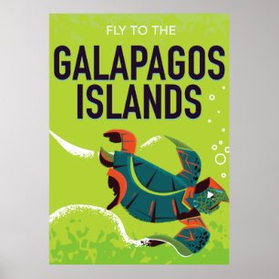 Galapagos-eilanden vintage reisaffiche kunst. poster