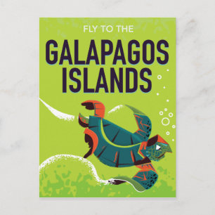 Galapagos-eilanden vintage reisposter kunst. briefkaart