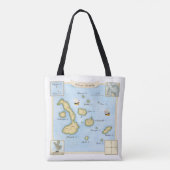 Galapagos eilandenkaart met zeilschepen Tote Bag (Achterkant)