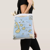 Galapagos eilandenkaart met zeilschepen Tote Bag (Dichtbij)