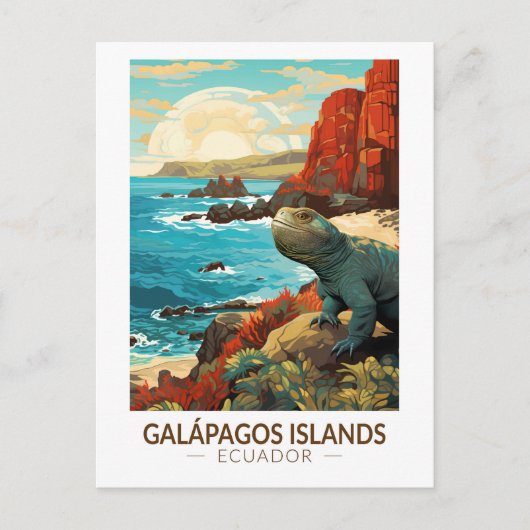 Galapagos Islands Reizen Kunst Vintage Briefkaart (Voorkant)