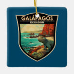 Galapagos Islands Reizen Kunst Vintage Keramisch Ornament<br><div class="desc">Galápagos Eilanden in een vectorkunststijl. De Galapagoseilanden zijn een vulkanische archipel in de Grote Oceaan. Het wordt beschouwd als een van 's werelds meest vooraanstaande bestemmingen voor wildplassen.</div>