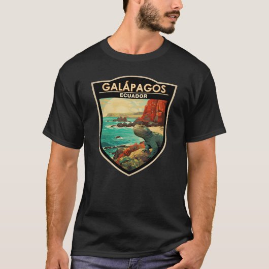 Galapagos Islands Reizen Kunst Vintage T-shirt (Voorkant)