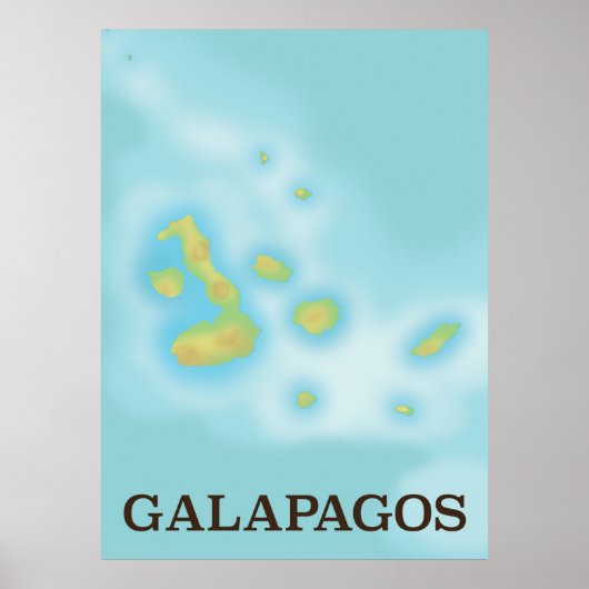Galapagos kaart vakantieposter poster (Voorkant)