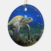 Galapagos paradijs, zee onderzeese schildpad keramisch ornament (Links)