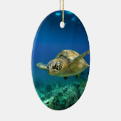 Galapagos paradijsschildpad onderwater keramisch ornament (Rechts)