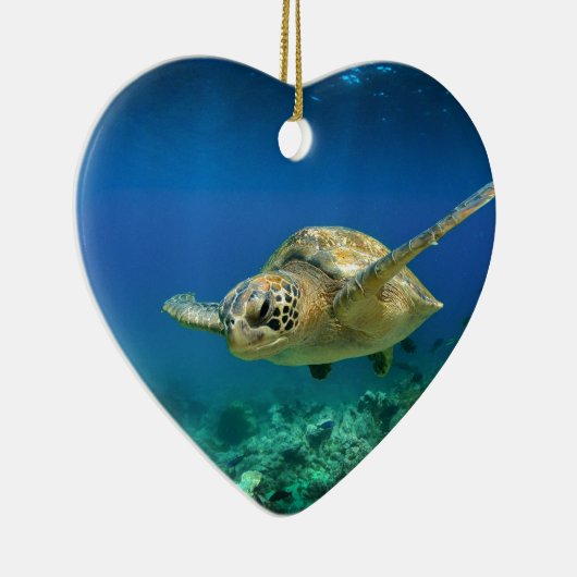 Galapagos paradijsschildpad onderwater keramisch ornament (Rechts)