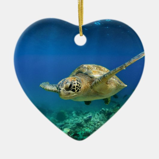 Galapagos paradijsschildpad onderwater keramisch ornament (Voorkant)