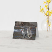Galapagos Penguin Pair Greeting Card Kaart (Gele Bloem)