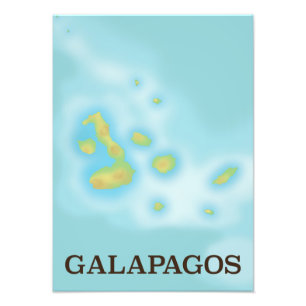 Galapagos-poster met plattegrond foto afdruk