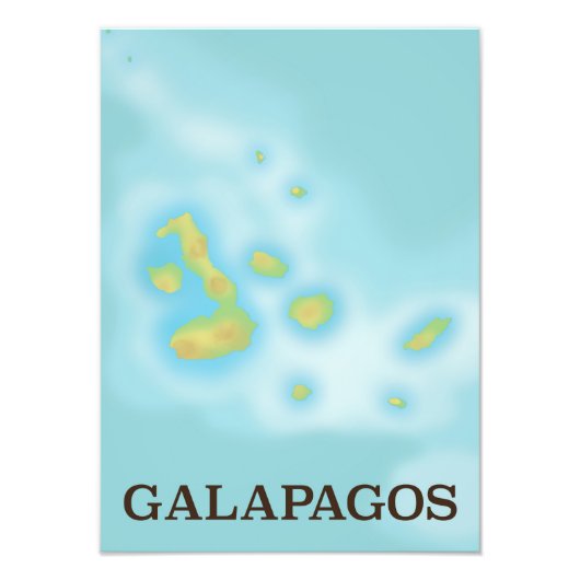 Galapagos-poster met plattegrond foto afdruk (Voorkant)