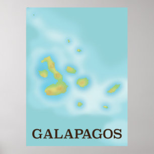 Galapagos-poster met plattegrond poster