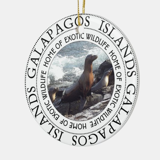 GALAPAGOS SEALS ROUND KERAMISCH ORNAMENT (Links)