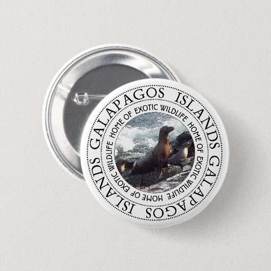 GALAPAGOS SEALS ROUND RONDE BUTTON 5,7 CM (Voorkant /achterkant)
