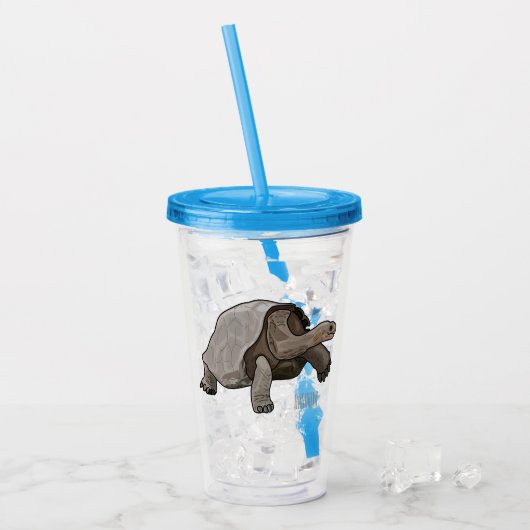 Galapagos tortoise cartoon acryl drinkbeker (Voorkant ijs)