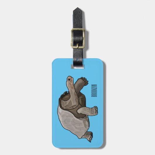 Galapagos tortoise cartoon bagagelabel (Voorkant verticaal)