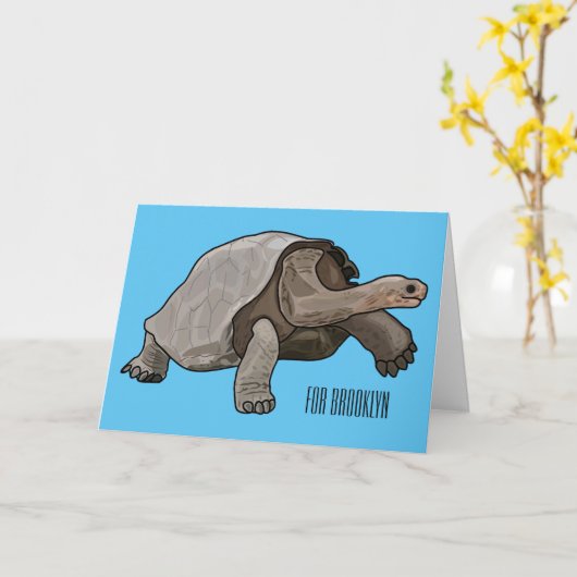 Galapagos tortoise cartoon kaart (Gele Bloem)