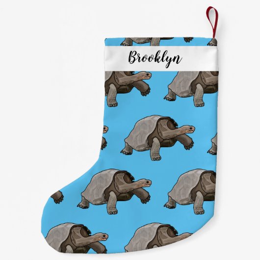 Galapagos tortoise cartoon kleine kerstsok (Achterkant)