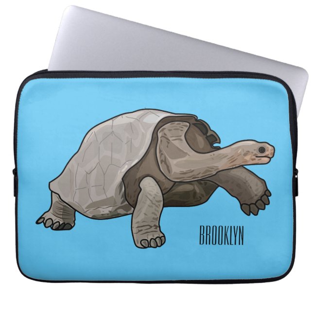 Galapagos tortoise cartoon laptop sleeve (Voorkant)