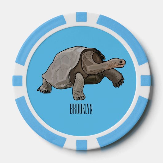 Galapagos tortoise cartoon poker chips (Voorkant)