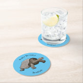 Galapagos tortoise cartoon ronde kartonnen onderzetter (Insitu)