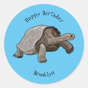 Galapagos tortoise cartoon ronde sticker