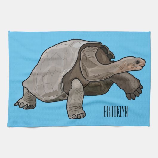 Galapagos tortoise cartoon theedoek (Horizontaal)