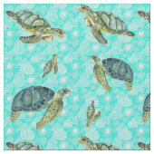 Galapagos Zee Schildpadden Waterverf Stof (Close Up)