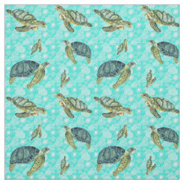 Galapagos Zee Schildpadden Waterverf Stof