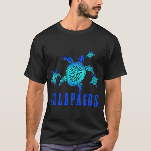 Galapagos Zee Turtle Tribal Pattern Scuba T-shirt (Voorkant)