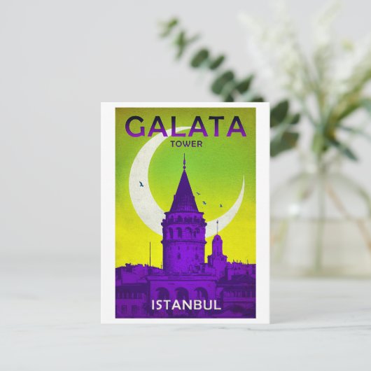 Galata-toren, Istanbul, Turkije, , reizen Briefkaart (Staand voorkant)