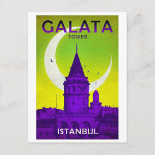 Galata-toren, Istanbul, Turkije, vintage, reizen Briefkaart