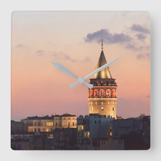 Galata Tower, Istanbul Vierkante Klok (Voorkant)