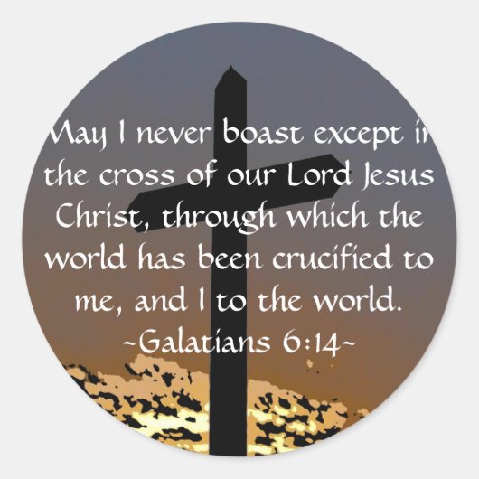 Galaten 6:14 ronde sticker (Voorkant)