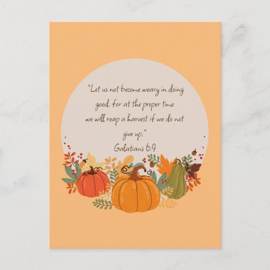 Galaten 6:9 Oogst Herfst Val Dankbaar Pompoen Briefkaart (Voorkant)