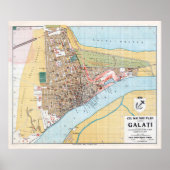  Galati Roemenië Map (1914) Poster (Voorkant)