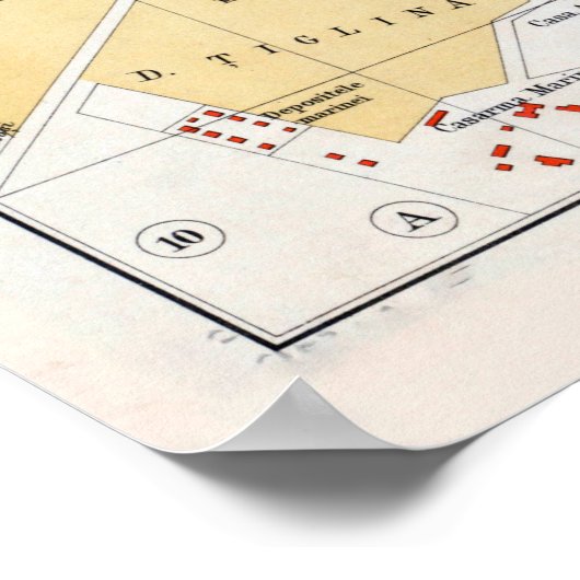  Galati Roemenië Map (1914) Poster (Hoek)