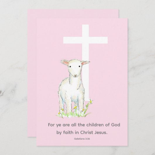 Galatians 3:26 Lamb met Baptism Invitation Scriptu Kaart (Voorkant / Achterkant)