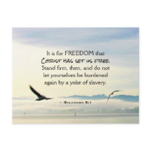 Galatians 5:1 voor FREEDOM Christus heeft ons bevr
