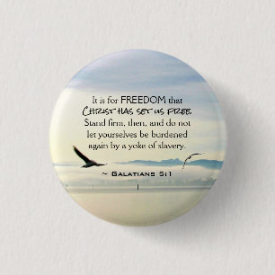 Galatians 5:1 voor FREEDOM Christus heeft ons bevr Ronde Button 3,2 Cm