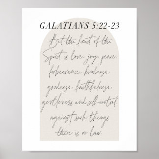 Galatians 5:22-23 Minimale Boho Beige Arch Script Poster