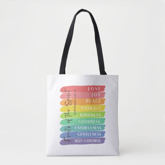 Galatians 5:22-23 Vruchten van gedistilleerde dran Tote Bag (Voorkant)